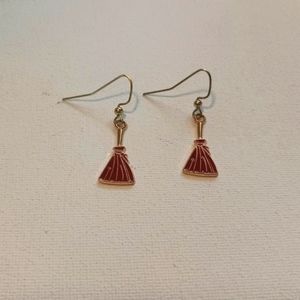Gold Plated Witch's Broom Earrings